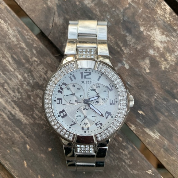 Guess Accessories - Guess Swarovski crystal watch w chronographs.
